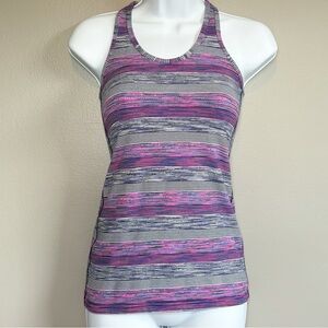 Ivivva Fitted Sleeveless Racerback Tank Top Pink Purple Stripes Girls Size 12